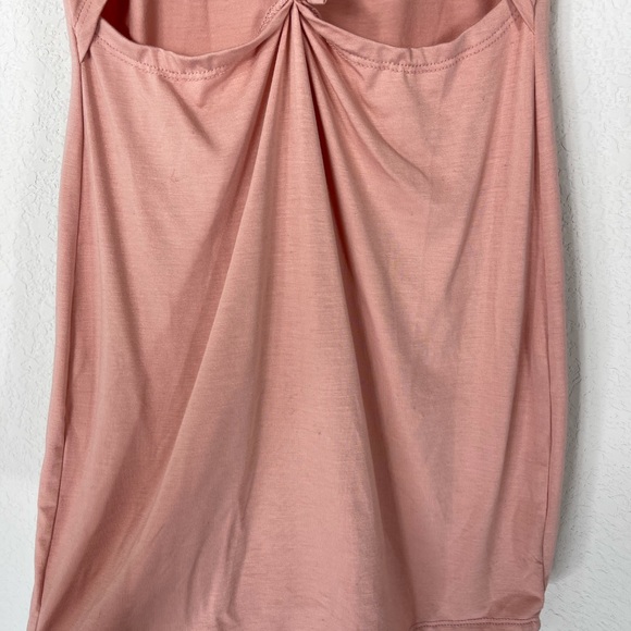 Pink twist front short sleeve tee shirt dress cut out crew neck boush size small - Picture 5 of 7